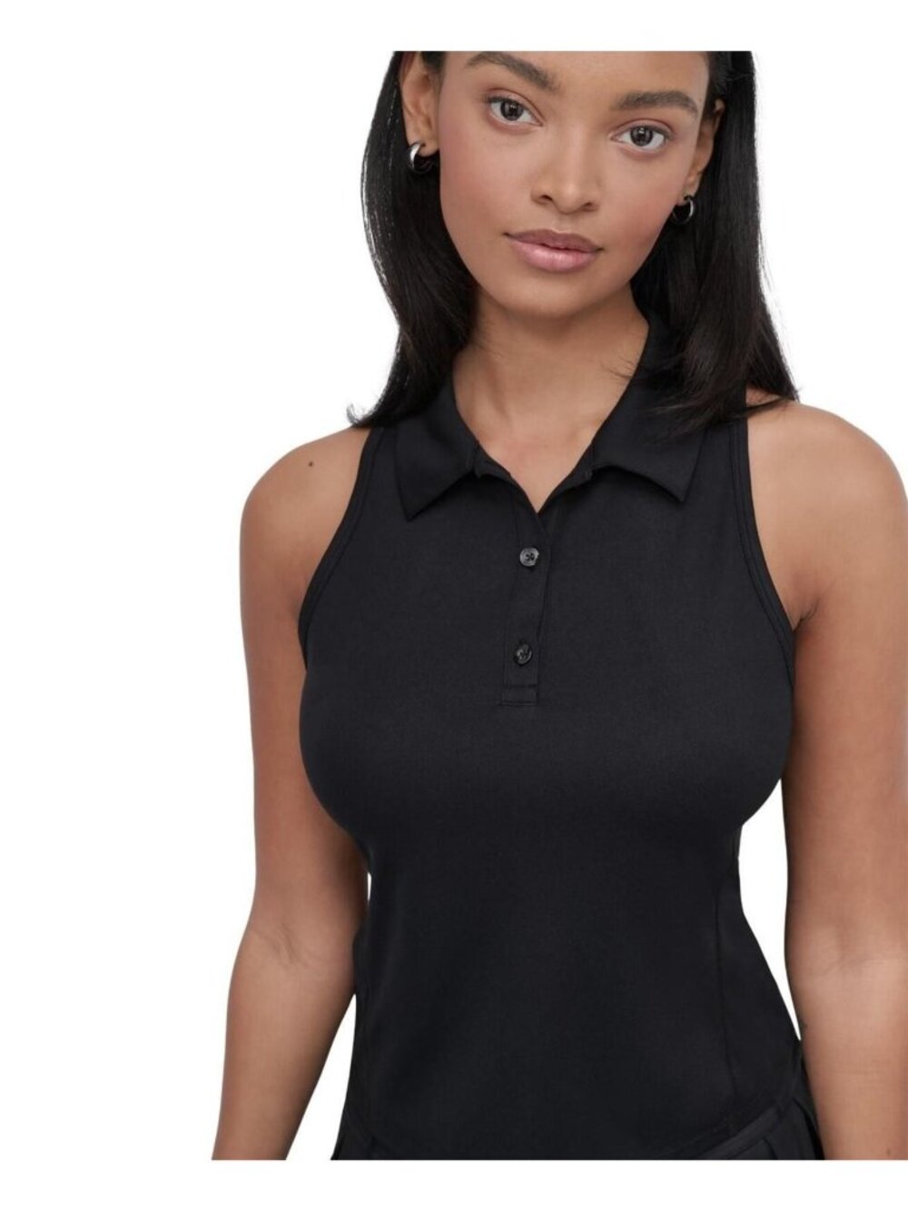 DKNY Sport Women's Court Racerback Polo Tank Top - Black L - Picture 4 of 6
